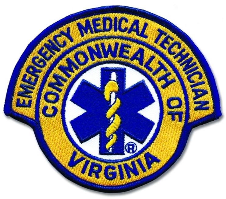 VIRGINIA EMERGENCY MEDICAL TECHNICIAN (EMT) COMMONWEALTH OF VIRGINIA SHOULDER PATCH - SEW ON